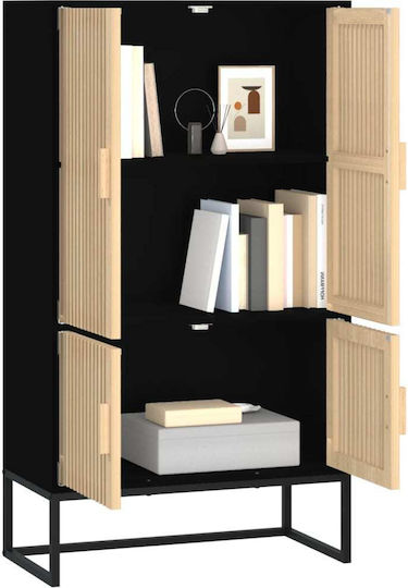 Βιβλιοθήκη Μαύρη 70x35x125εκ.