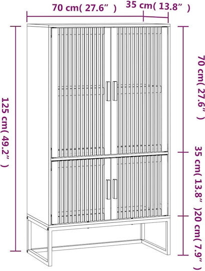 Βιβλιοθήκη Μαύρη 70x35x125εκ.