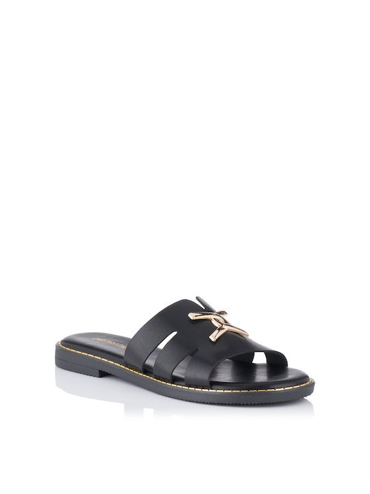 Diamantique Women's Flat Sandals in Black Color