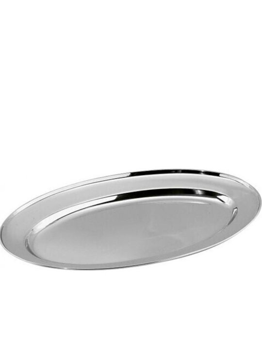 Max Home Πιατέλα Ανοξείδωτη Οβάλ 45cm Πιατέλα Σερβιρίσματος Οβάλ Ανοξείδωτη Ασημί 45εκ.