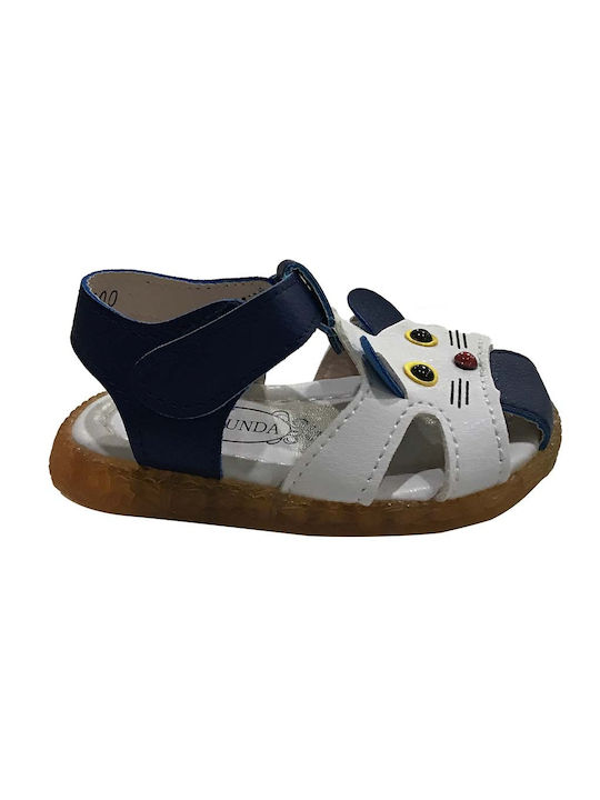 Kinder Sandalen Πέδιλο mit Klettverschluss & Lichtern Weiß