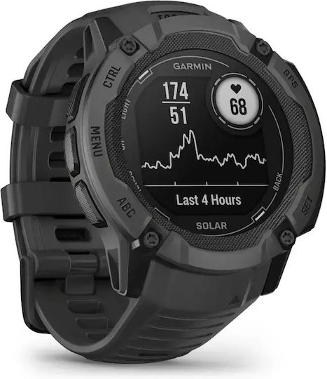 Garmin Instinct 2X Solar 50mm Αδιάβροχο Smartwatch με Παλμογράφο (Graphite)