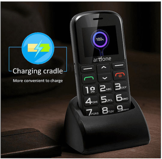 Artfone CS182 Dual SIM Κινητό με Μεγάλα Κουμπιά (Ελληνικό Menu) Μαύρο