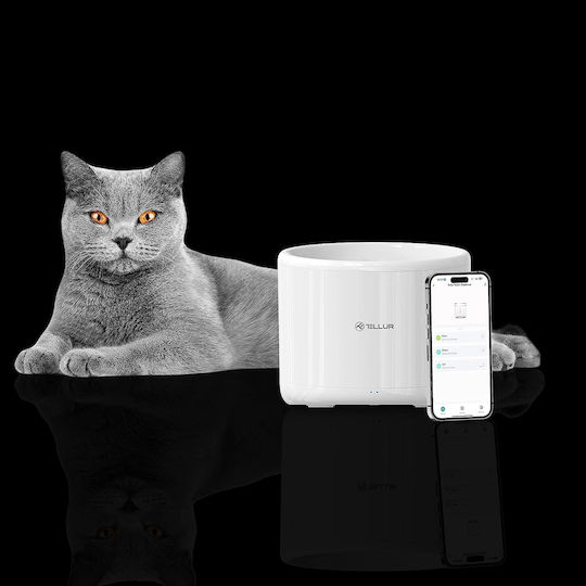 Tellur Automatisch Metallisch Wasserspender / Brunnen für Hund & Katze 2lt 16cm in Weiß Farbe