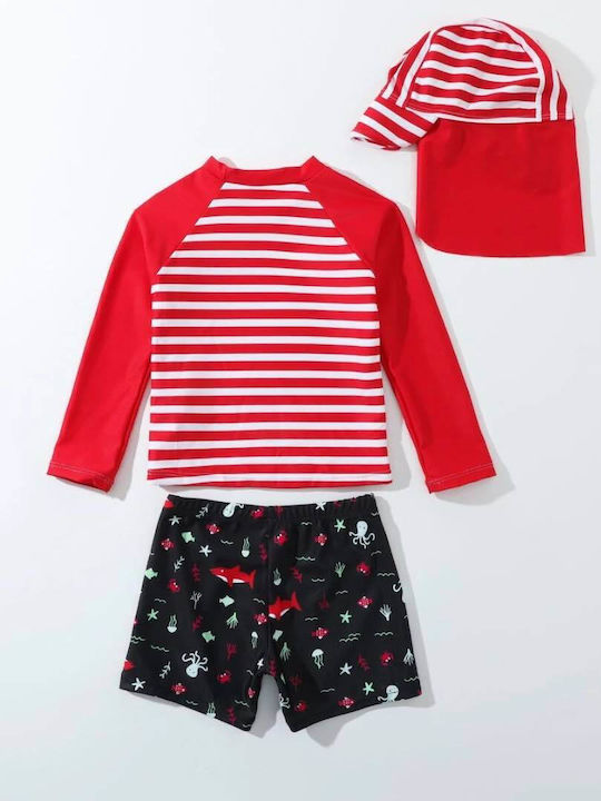 Babykids Costum de baie pentru copii Set cu pălărie Roșu