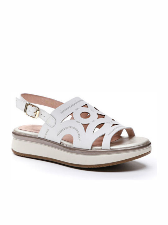 Stonefly Leather Women's Flat Sandals in White Color