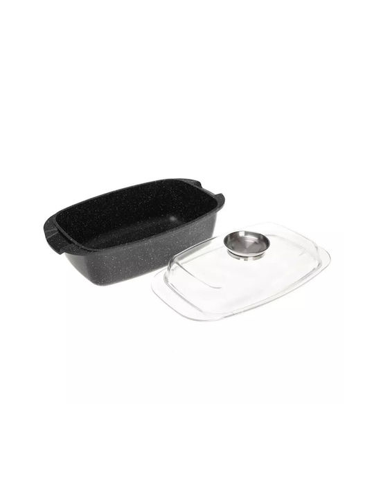 KING Hoff Oală Dreptunghiulară din Aluminiu cu Capac de Sticlă 32cm 1buc