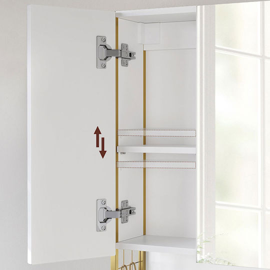 Vasagle Rectangular Bathroom Mirror Led made of MDF with Cabinet 70x70cm White