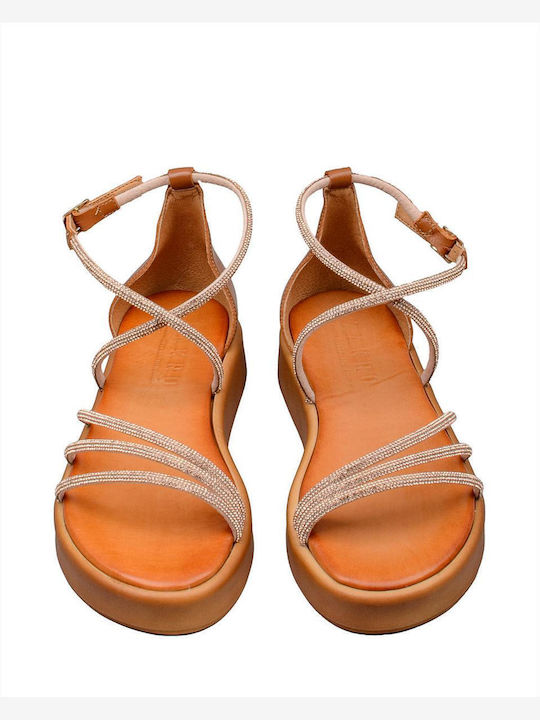 Zakro Collection Γυναικεία Σανδάλια Flatforms σε Ταμπά Χρώμα