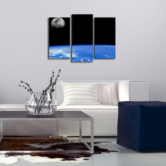 Threefold Painting on Canvas with LED Lighting 45x45cm
