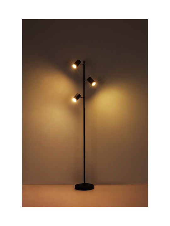 Globo Lighting Floor Lamp H154xW25cm. with Socket for Bulb GU10 Black
