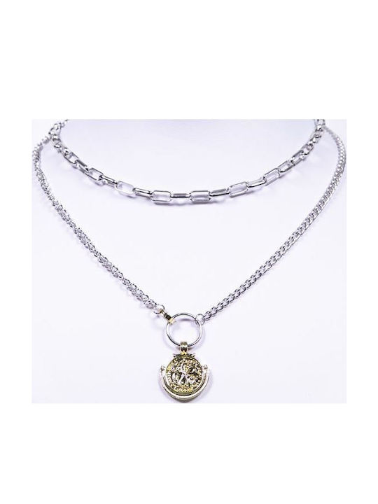 Chandelier Double Necklace Made Of Gold Plated Silver
