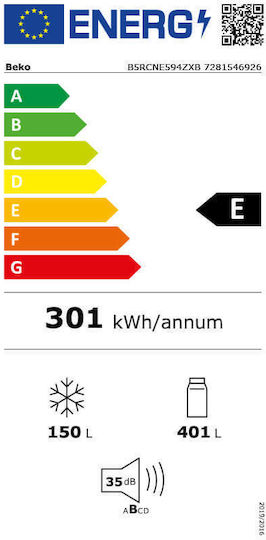 Beko Ψυγειοκαταψύκτης 551lt NoFrost Υ187xΠ78xΒ76εκ. Inox B5RCNE594ZXB