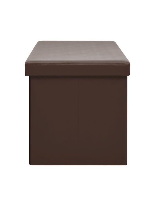 Collapsible Bench Stool With Storage Space Upholstered With Brown Fabric 110x38x38cm