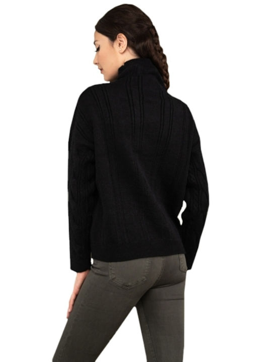 E-shopping Avenue Women's Long Sleeve Sweater Woolen Turtleneck Black