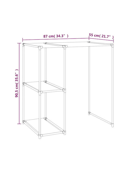 vidaXL Стенен Рафт за баня Метален с 2 рафта 87x55x90.5см Черна