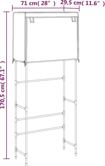 vidaXL Rafturi de baie Raft Baie Metal cu 2 Rafturi 71x29.5x170.5cm Neagră