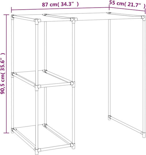 vidaXL Wall Mounted Bathroom Shelf Metallic with 2 Shelves 87x55x90.5cm Gray