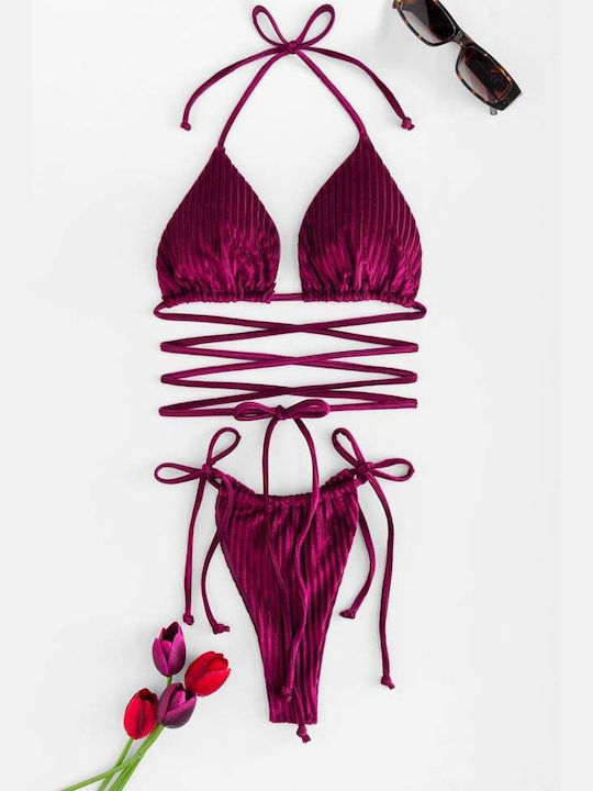 Bikini-Set Dreieck mit Abnehmbarer Verstärkung Burgundisch
