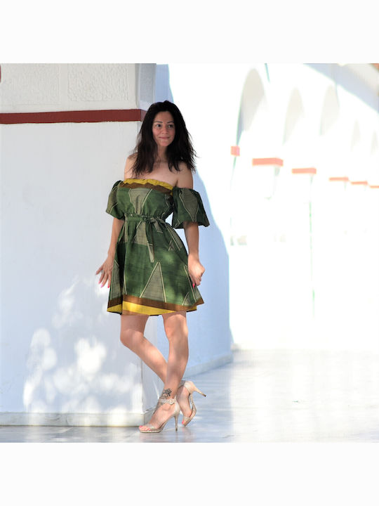 Summer Mini Evening Dress Khaki
