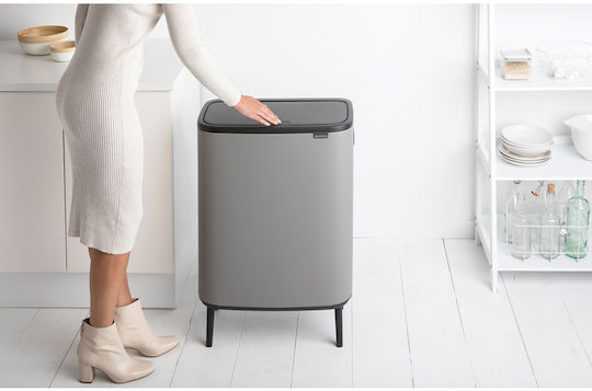 Brabantia Кошче Bo Touch Hi За Рециклиране От Неръждаема Стомана Тласък Сиво 30лт