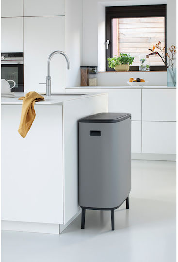 Brabantia Кошче Bo Touch Hi За Рециклиране От Неръждаема Стомана Тласък Сиво 30лт