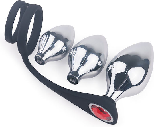 Kinksters Ring Schwanz Silikon mit Analplug Schwarz