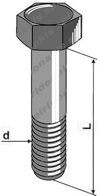 Vidomet Metal Screw Hexagon DIN 931 with Diameter M16 and Length 220mm