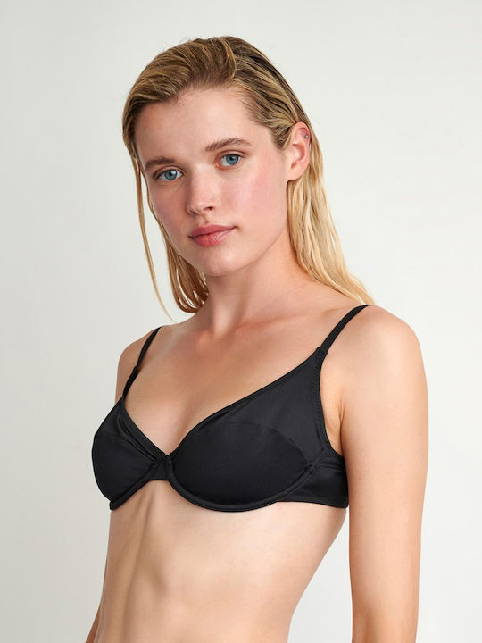 Blu4u Underwire Bikini Bra with Adjustable Straps Black