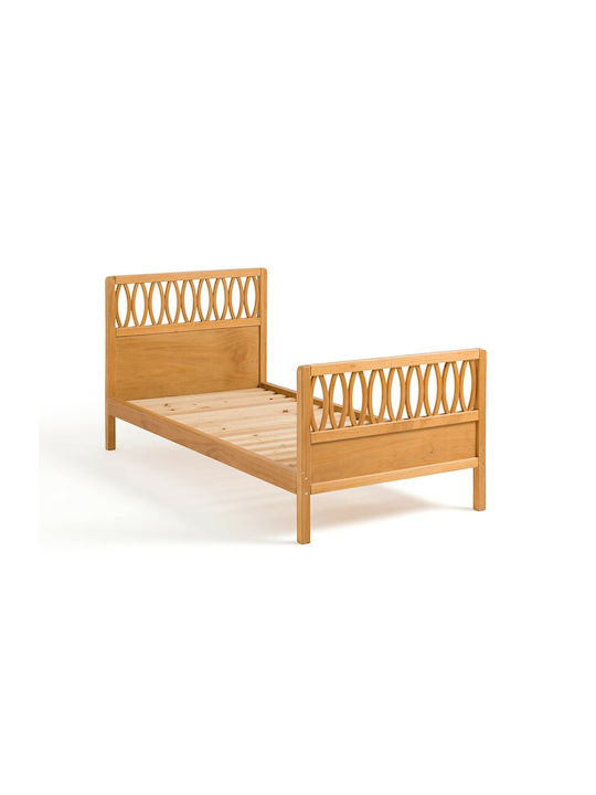 Bett Einzelbett aus Massivholz Braun mit Latten für Matratze 100x200cm