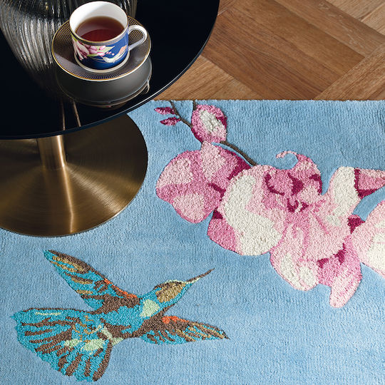 Wedgwood Hummingbird 37808 Lucrat manual Covor Rectangular Din lână Albastru