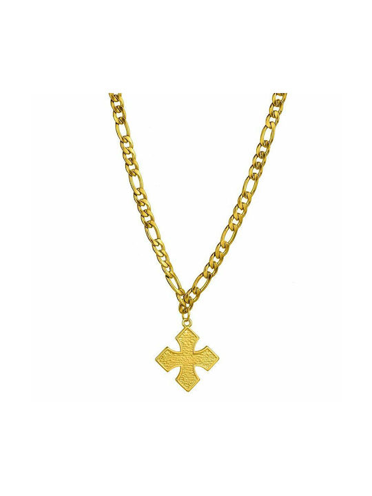 Amor Amor Kreuz aus Vergoldetem Stahl mit Kette