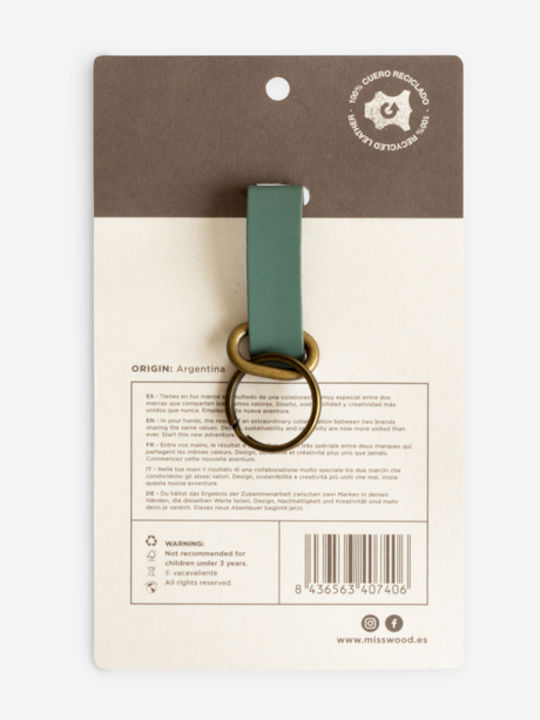 Miss Wood Breloc Lucrat Manual Din Piele Verde