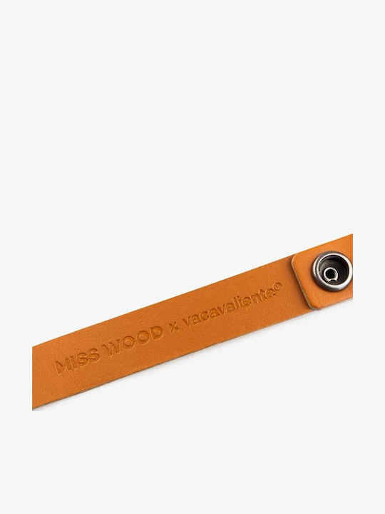 Miss Wood Handgefertigter Leder-Schlüsselanhänger Braun