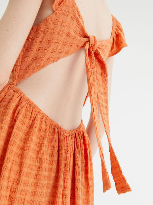 Summer Midi Dress with Ruffles Orange
