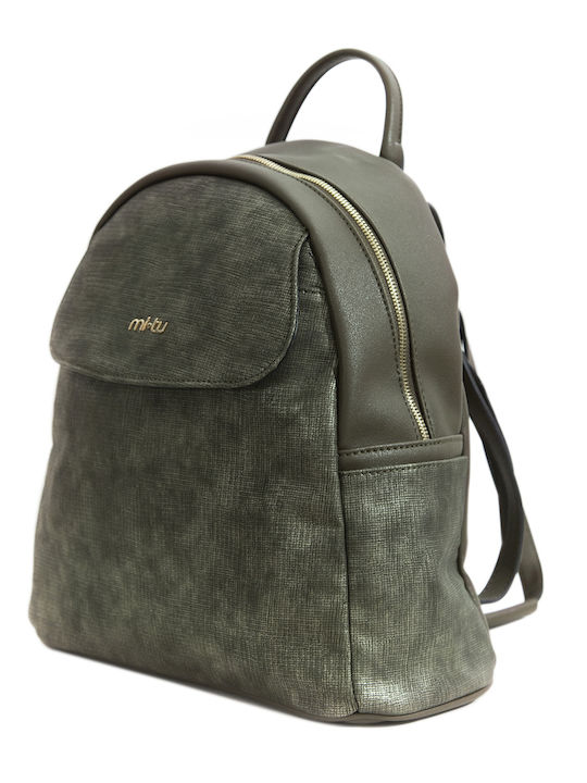 MI-TU Exclusive Leather Women's Bag Backpack Khaki