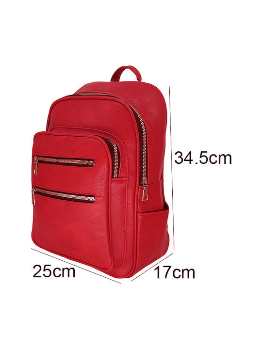 Gift-Me Leather Women's Bag Backpack Red