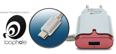 Charger with Integrated Cable with USB-A Port micro USB 10W Reds (TFS-761)