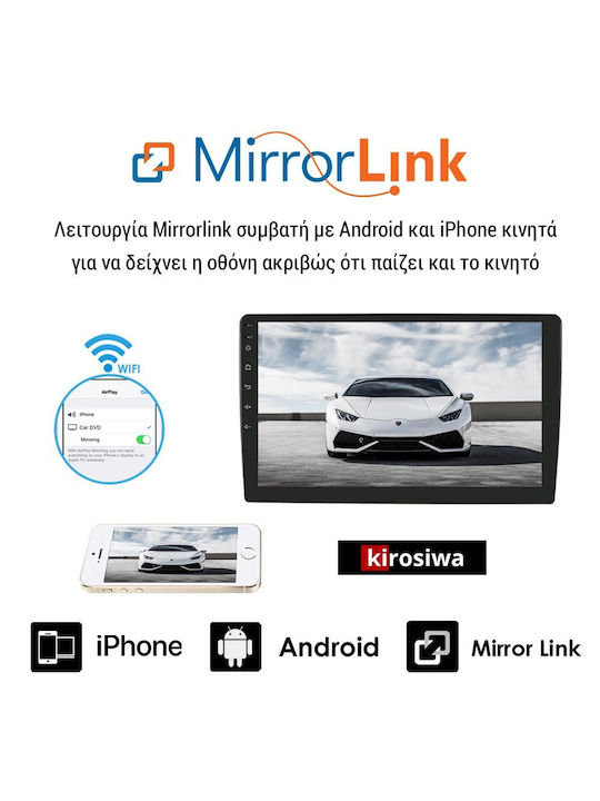 Kirosiwa Car Audio System 2DIN (Bluetooth/USB/WiFi/GPS/Apple-Carplay/Android-Auto) with Touch Screen 9"