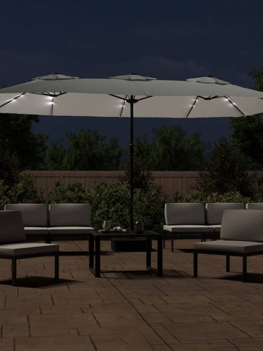 Umbrella Floor Round Metal White with Base & LED Lighting 4.49x2.65m