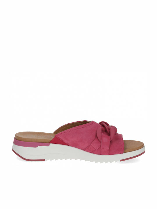 Caprice Leather Women's Flat Sandals Anatomic in Fuchsia Color