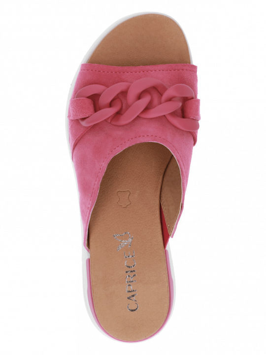 Leather Women's Flat Sandals Anatomic in Fuchsia Color