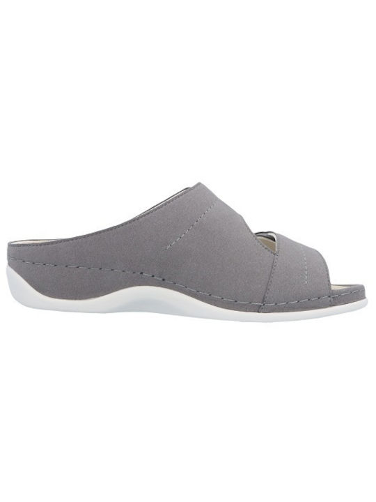 Berkemann Fedora Leather Women's Flat Sandals Anatomic in Gray Color