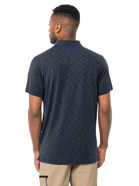 Jack Wolfskin Essential Ανδρικό T-shirt Κοντομάνικο Polo Navy Μπλε