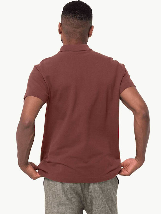 Jack Wolfskin Essential Ανδρικό T-shirt Κοντομάνικο Polo Κόκκινο