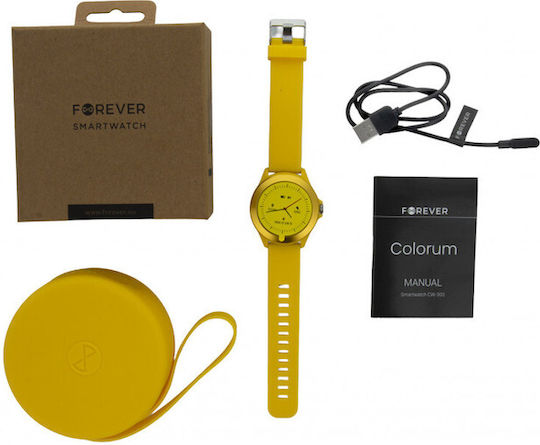 Forever Forever Colorum CW-300 43mm Smartwatch mit Pulsmesser (Gelb)