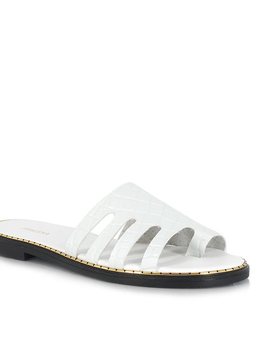 Malesa Women's Flat Sandals Flatforms in White Color