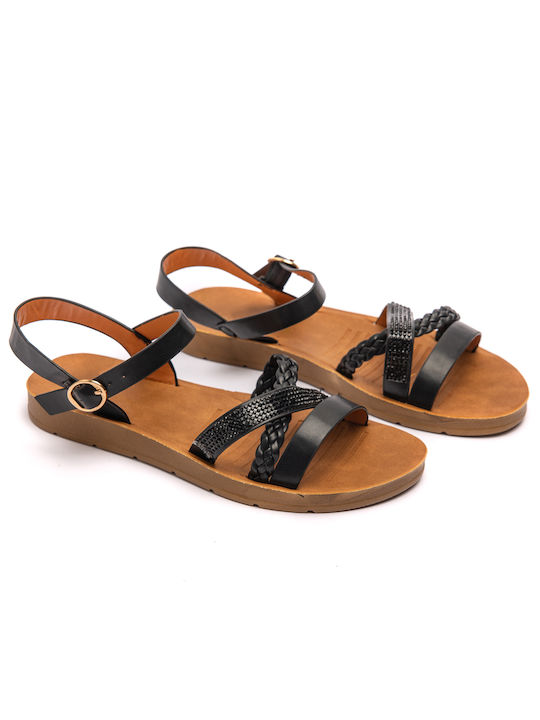 Malesa Women's Flat Sandals in Black Color