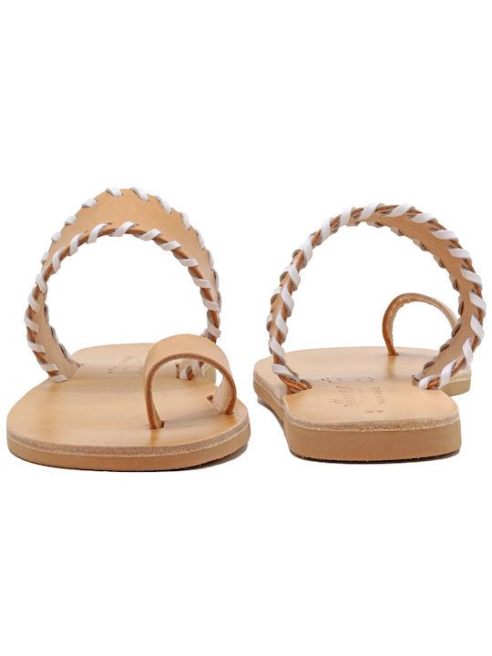 Leather Women's Flat Sandals Beige