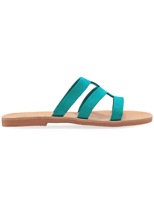 Sandale Casual Damă Din Piele Turcoaz